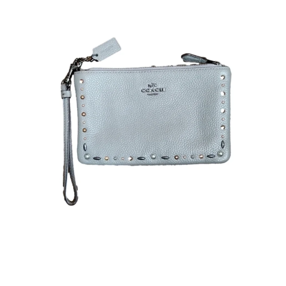 Coach Pebble Leather Wristlet w/Praire Rivets